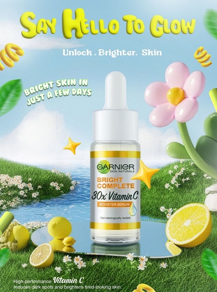 A high-conversion 3:4 ad creative showcasing a skincare serum set in an outdoor, nature-inspired environment to emphasize efficacy and natural ingredients.